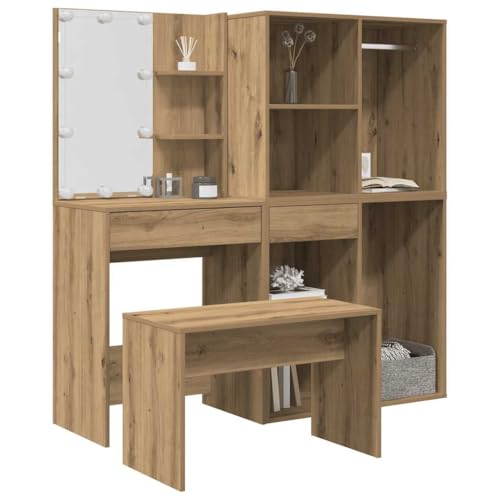 LLEZKBR Möbelsets, Schlafzimmermöbel-Sets, Schminktisch-Set mit LED, künstliches Eichenholz LLEZKBR Möbelsets, Schlafzimmermöbel-Sets, Schminktisch-Set mit LED, künstliches Eichenholz von LLEZKBR