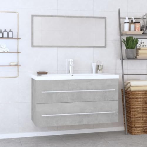 LLEZKBR Möbelsets-Badmöbel-Sets-3-teilig Badmöbel-Set Betongrau von LLEZKBR