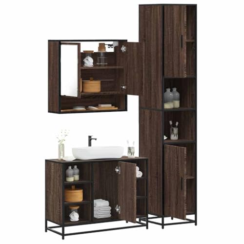 LLEZKBR Möbelsets-Badmöbel-Sets-3-teiliges Badezimmermöbel-Set Braun Eiche Holzwerkstoff LLEZKBR Möbelsets-Badmöbel-Sets-3-teiliges Badezimmermöbel-Set Braun Eiche Holzwerkstoff von LLEZKBR