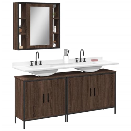 LLEZKBR Möbelsets-Badmöbel-Sets-3-teiliges Badezimmerschrank-Set Braun Eiche Holzwerkstoff LLEZKBR Möbelsets-Badmöbel-Sets-3-teiliges Badezimmerschrank-Set Braun Eiche Holzwerkstoff von LLEZKBR