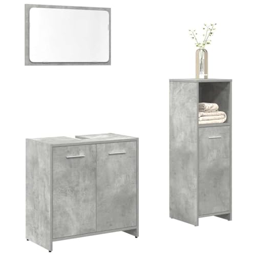 LLEZKBR Möbelsets-Badmöbel-Sets-3-teiliges Badmöbel-Set Beton Grau Holzwerkstoff von LLEZKBR