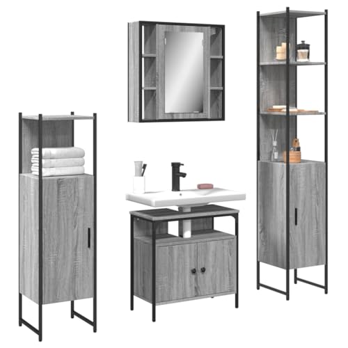 LLEZKBR Möbelsets-Badmöbel-Sets-4-teiliges Badezimmerschrank-Set Grau Sonoma Holzwerkstoff LLEZKBR Möbelsets-Badmöbel-Sets-4-teiliges Badezimmerschrank-Set Grau Sonoma Holzwerkstoff von LLEZKBR