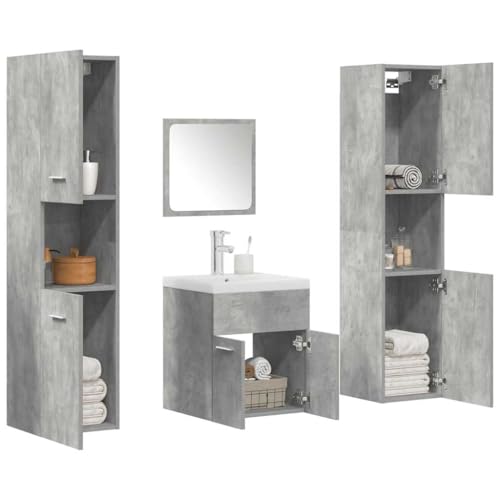 LLEZKBR Möbelsets-Badmöbel-Sets-5-teilig Badmöbel-Set Beton Grau Holzwerkstoff von LLEZKBR
