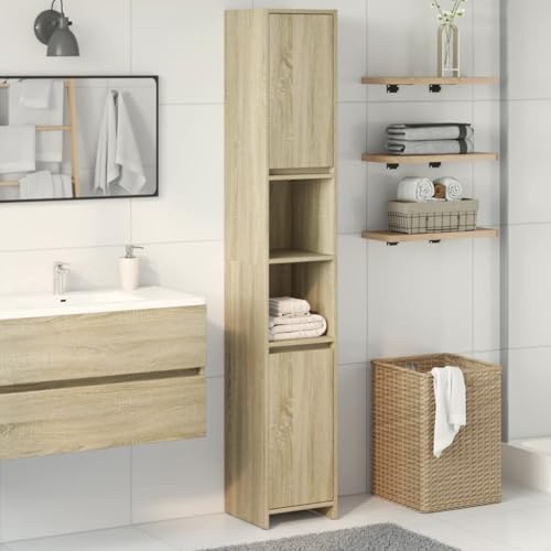 LLEZKBR Möbelsets Badmöbel Sets Badezimmerschrank Sonoma Eiche 30x30x183,5 cm Holzwerkstoff von LLEZKBR
