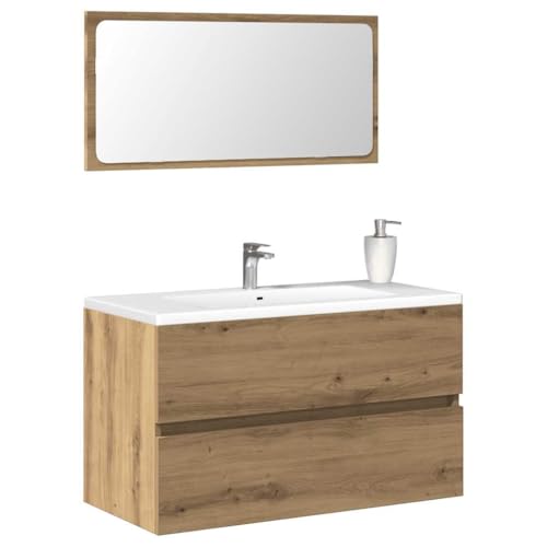 LLEZKBR Möbelsets Badmöbel Sets Badezimmerschrank mit Spiegel Artisan Eiche Holzwerkstoff von LLEZKBR