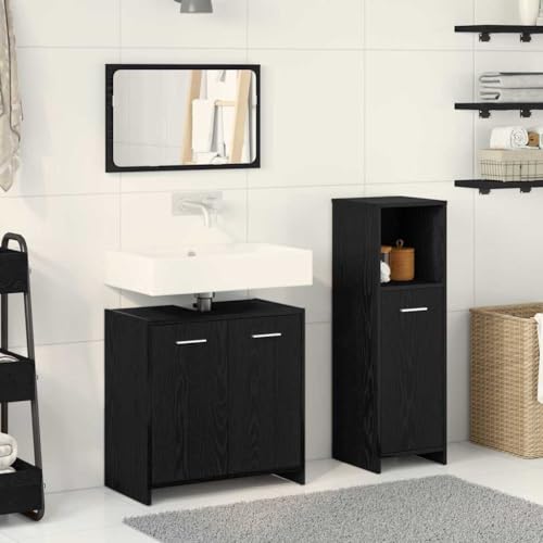 LLEZKBR Möbelsets Badmöbel Sets Badmöbel Set 3tlg Schwarz Eiche 60x33x60cm LLEZKBR Möbelsets Badmöbel Sets Badmöbel Set 3tlg Schwarz Eiche 60x33x60cm von LLEZKBR