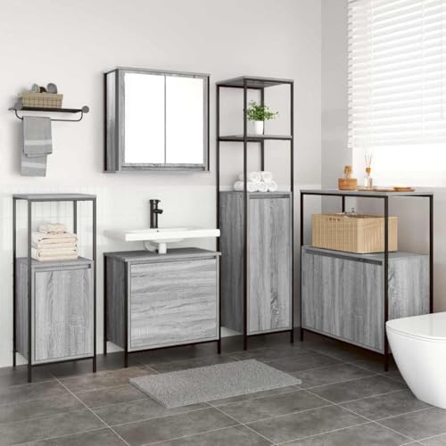 LLEZKBR Möbelsets Badmöbel Sets Badmöbel Set mit Ablage 5-teilig Grau 76,5 x 35 x 95 cm LLEZKBR Möbelsets Badmöbel Sets Badmöbel Set mit Ablage 5-teilig Grau 76,5 x 35 x 95 cm von LLEZKBR