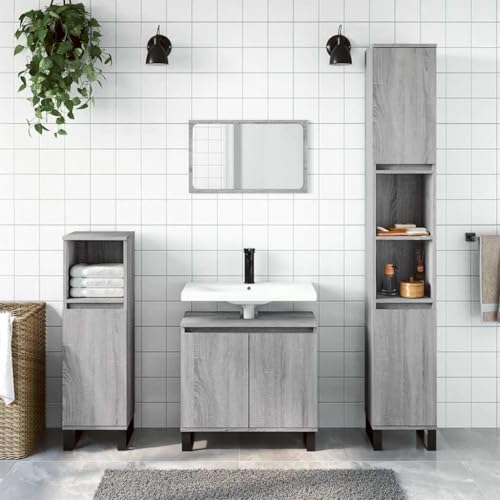 LLEZKBR Möbelsets Badmöbel Sets Badschrank Grau Sonoma 58x33x60cm Holzwerkstoff von LLEZKBR
