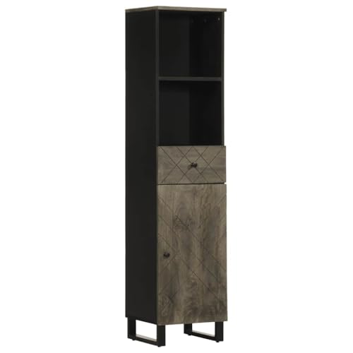 LLEZKBR Möbelsets Badmöbel Sets Badschrank Schwarz 38x33x160 cm Massivholz Mango von LLEZKBR