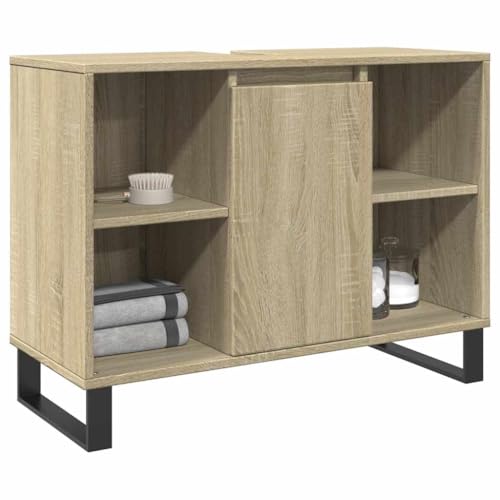 LLEZKBR Möbelsets Badmöbel Sets Badschrank Sonoma Eiche 80x33x60 cm Holzwerkstoff von LLEZKBR