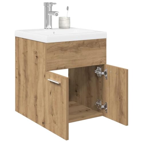 LLEZKBR Möbelsets Badmöbel Sets Waschbeckenunterschrank mit Einbaubecken und Wasserhahn Artisan Eiche von LLEZKBR