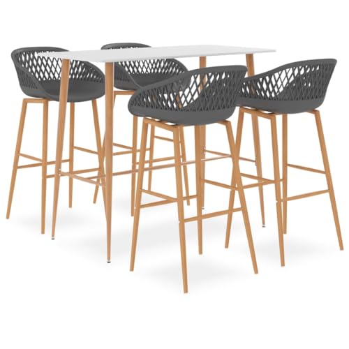 LLEZKBR Möbelsets-Küchen- und Esszimmermöbel-Sets, 5-teiliges Bar-Set, Weiß und Grau LLEZKBR Möbelsets-Küchen- und Esszimmermöbel-Sets, 5-teiliges Bar-Set, Weiß und Grau von LLEZKBR