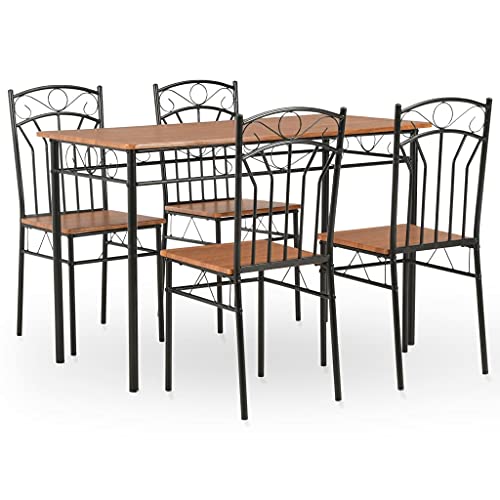 LLEZKBR Möbelsets-Küchen- und Esszimmermöbel-Sets, 5-teiliges Esszimmer-Set, MDF und Stahl, Braun von LLEZKBR