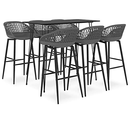 LLEZKBR Möbelsets-Küchen- und Esszimmermöbel-Sets, 7-teiliges Bar-Set, Schwarz und Grau von LLEZKBR