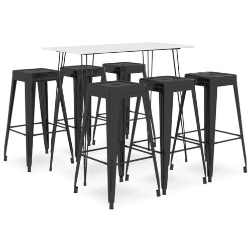 LLEZKBR Möbelsets-Küchen- und Esszimmermöbel-Sets, 7-teiliges Bar-Set, Weiß und Schwarz LLEZKBR Möbelsets-Küchen- und Esszimmermöbel-Sets, 7-teiliges Bar-Set, Weiß und Schwarz von LLEZKBR
