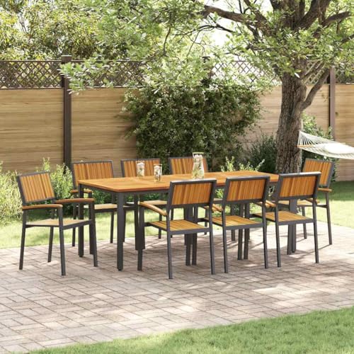 LLEZKBR Outdoor-Möbel, Gartentische, Esstisch, 9-teilig, Schwarz und Braun, 200 x 90 x 75 cm LLEZKBR Outdoor-Möbel, Gartentische, Esstisch, 9-teilig, Schwarz und Braun, 200 x 90 x 75 cm von LLEZKBR
