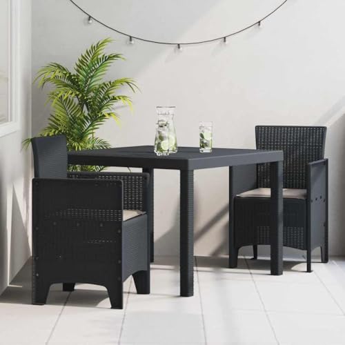 LLEZKBR Outdoor-Möbel-Gartenmöbel-Sets, 3-teilig, anthrazit, Polt Rattan von LLEZKBR