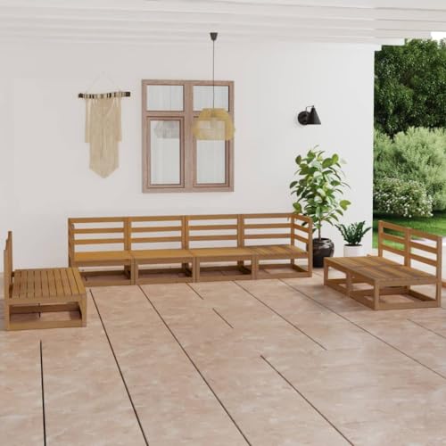 LLEZKBR Outdoor-Möbel-Gartenmöbel-Sets, 8-teiliges Garten-Lounge-Set, braun, massives Kiefernholz von LLEZKBR