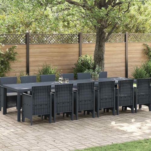 LLEZKBR Outdoor-Möbel-Gartenmöbel-Sets-Garten-Essgruppe, 13-teilig, Anthrazit Polt Rattan von LLEZKBR