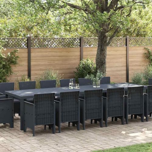 LLEZKBR Outdoor-Möbel-Gartenmöbel-Sets-Garten-Essgruppe, 15-teilig, Anthrazit Polt Rattan von LLEZKBR