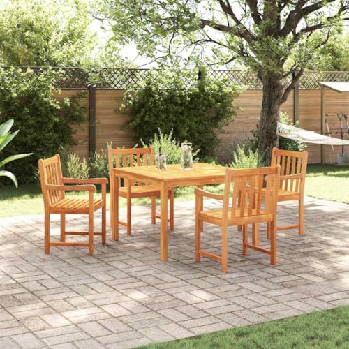 LLEZKBR Outdoor-Möbel-Gartenmöbel-Sets-Garten-Essgruppe, 5-teilig, braun, massives Akazienholz von LLEZKBR