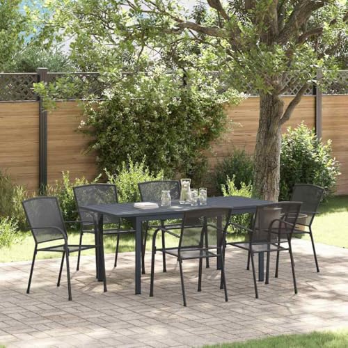 LLEZKBR Outdoor-Möbel-Gartenmöbel-Sets-Garten-Essgruppe, 7-teilig, Anthrazit-Stahl von LLEZKBR