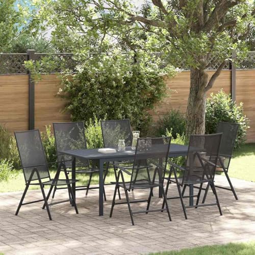 LLEZKBR Outdoor-Möbel-Gartenmöbel-Sets-Garten-Essgruppe, 7-teilig, Anthrazit-Stahl von LLEZKBR