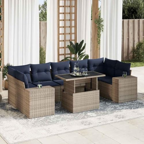 LLEZKBR Outdoor-Möbel-Outdoor-Möbel-Sets-8-teiliges Garten-Sofagarnitur mit Kissen, grau, Polyrattan-Akazie LLEZKBR Outdoor-Möbel-Outdoor-Möbel-Sets-8-teiliges Garten-Sofagarnitur mit Kissen, grau, Polyrattan-Akazie von LLEZKBR