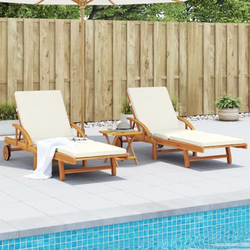 LLEZKBR Outdoor-Möbel-Outdoor-Sitz-Sonnen-Liegestühle 2-teilig mit Kissen 200x68x83cm Massivholz Akazie von LLEZKBR