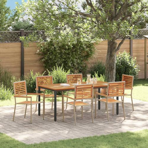 LLEZKBR Outdoor-Möbel-Outdoor-Sitzgruppe - Garten-Essgruppe 7-teilig beige 180 x 90 x 75 cm Polyrattan von LLEZKBR