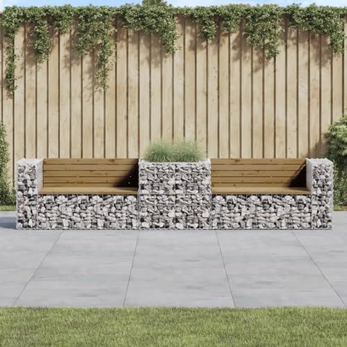 LLEZKBR Outdoor-Möbel-Outdoor-Sitzgruppe - Gartenbank mit Gabionenkorb imprägniertes Holz Kiefer LLEZKBR Outdoor-Möbel-Outdoor-Sitzgruppe - Gartenbank mit Gabionenkorb imprägniertes Holz Kiefer von LLEZKBR