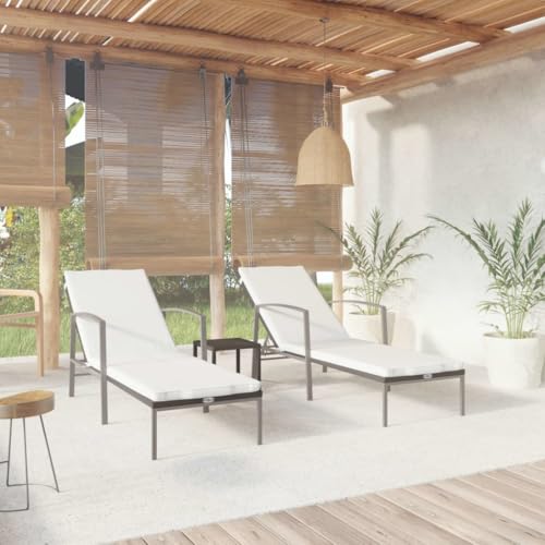 LLEZKBR Outdoor-Möbel-Outdoor-Sitzgruppe Sonnenliege 2-tlg mit Tisch Poly Rattan Schwarz von LLEZKBR