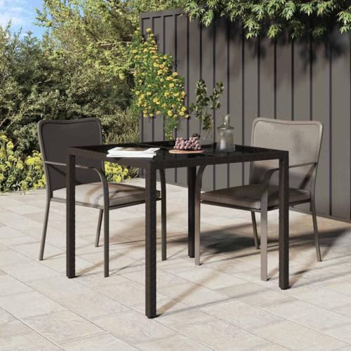 LLEZKBR Outdoor-Möbel-Outdoor-Tische Garten-Esstisch braun 90 x 90 x 75 cm Polyrattan von LLEZKBR