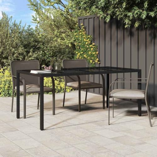 LLEZKBR Outdoor-Möbel-Outdoor-Tische Garten-Esstisch schwarz 190 x 90 x 75 cm Polyrattan von LLEZKBR