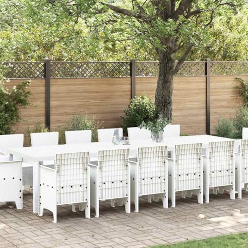 LLEZKBR Outdoor-Möbel-Set, Gartenmöbel-Set, 15-teilig, weißes Polt-Rattan von LLEZKBR