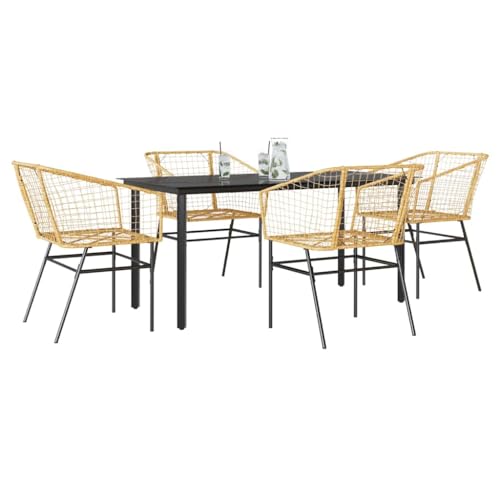 LLEZKBR Outdoor-Möbel-Set, Gartenmöbel-Set, 5-teilig, braun, Polyrattan-Glas LLEZKBR Outdoor-Möbel-Set, Gartenmöbel-Set, 5-teilig, braun, Polyrattan-Glas von LLEZKBR