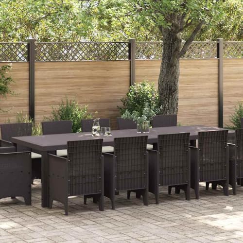 LLEZKBR Outdoor-Möbel-Set, Gartenmöbel-Set, mit Kissen, 13-teilig, braunes Rattan von LLEZKBR