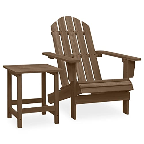 LLEZKBR Outdoor-Möbel-Sets, Garten-Adirondack-Stuhl mit Tisch, massives Tannenholz, braun von LLEZKBR