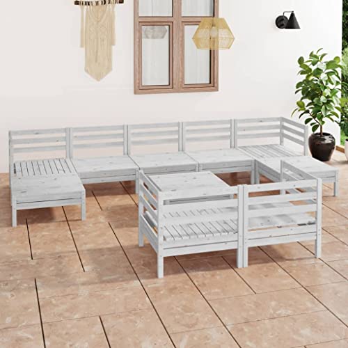 LLEZKBR Outdoor Möbel Sets - 10-teiliges Garten-Lounge-Set Weiß Massivholz Kiefer LLEZKBR Outdoor Möbel Sets - 10-teiliges Garten-Lounge-Set Weiß Massivholz Kiefer von LLEZKBR