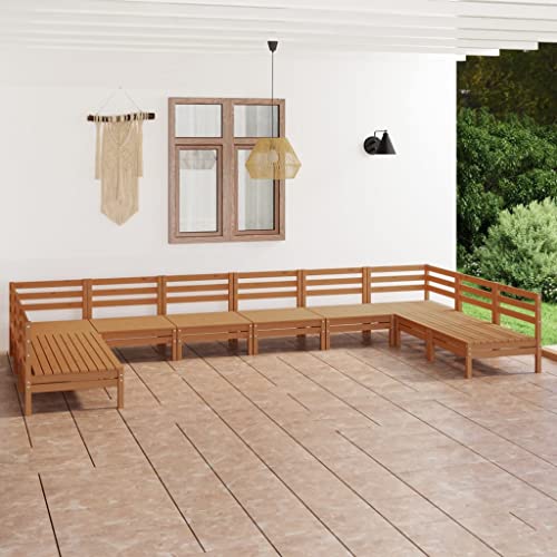 LLEZKBR Outdoor Möbel Sets - 10-teiliges Garten-Lounge-Set braun Massivholz Kiefer von LLEZKBR