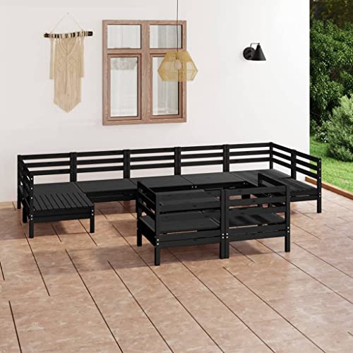 LLEZKBR Outdoor Möbel Sets - 10-teiliges Garten-Lounge-Set schwarz Massivholz Kiefer LLEZKBR Outdoor Möbel Sets - 10-teiliges Garten-Lounge-Set schwarz Massivholz Kiefer von LLEZKBR