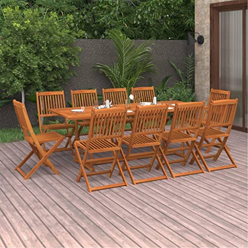LLEZKBR Outdoor Möbel Sets - 11-teiliges Garten-Essgruppe 220x90x75cm Massivholz Akazie von LLEZKBR