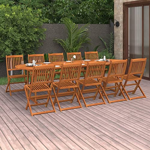 LLEZKBR Outdoor Möbel Sets - 11-teiliges Garten-Essgruppe 280x90x75cm Massivholz Akazie von LLEZKBR