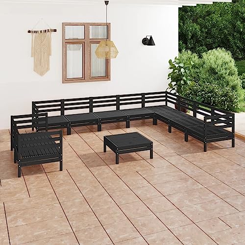 LLEZKBR Outdoor Möbel Sets - 11-teiliges Garten-Lounge-Set Massivholz Kiefer Schwarz LLEZKBR Outdoor Möbel Sets - 11-teiliges Garten-Lounge-Set Massivholz Kiefer Schwarz von LLEZKBR