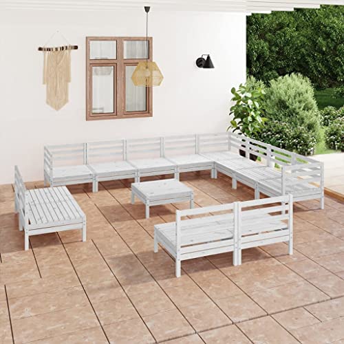 LLEZKBR Outdoor Möbel Sets - 13-teiliges Garten-Lounge-Set Massivholz Kiefer Weiß von LLEZKBR