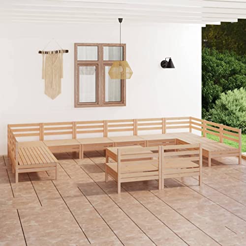 LLEZKBR Outdoor Möbel Sets - 13-teiliges Garten-Lounge-Set Massivholz Kiefer von LLEZKBR