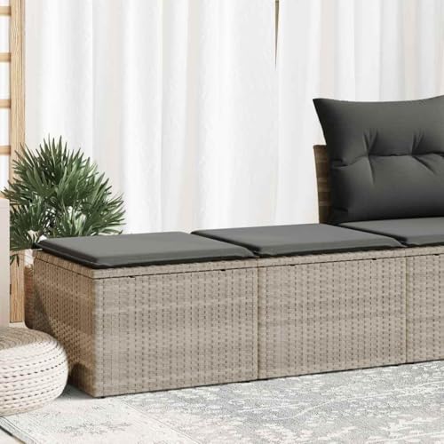 LLEZKBR Outdoor Möbel Sets - 2-teiliges Gartensofa-Set mit Kissen Hellgrau Polyrattan Akazie von LLEZKBR
