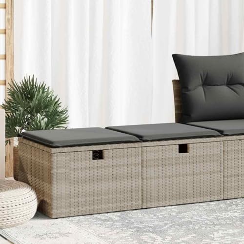 LLEZKBR Outdoor Möbel Sets - 2-teiliges Gartensofa-Set mit Kissen Hellgrau Polyrattan Akazie von LLEZKBR