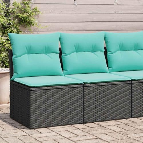 LLEZKBR Outdoor Möbel Sets - 2-teiliges Gartensofa-Set mit Kissen schwarz Poly Rattan Akazie von LLEZKBR