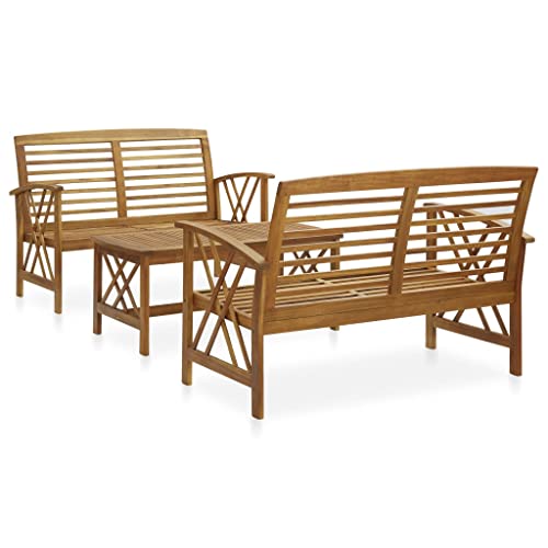 LLEZKBR Outdoor Möbel Sets - 3-teiliges Garten-Lounge-Set aus massivem Akazienholz von LLEZKBR